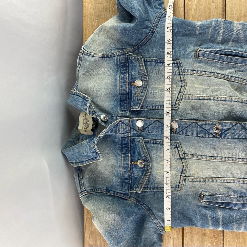 Ashley vintage charm worn in distressed denim jean jacket, L - Picture 5 of 9
